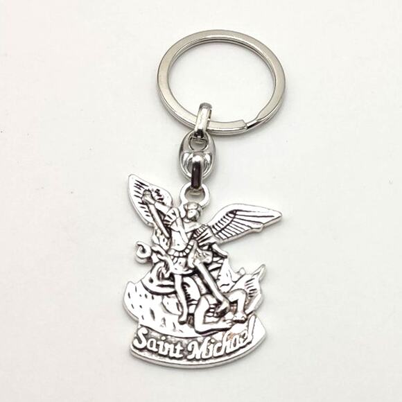 Archangel Saint Michael Keychain Stainless Christian Catholic Faith Birthday NEW - Picture 1 of 6